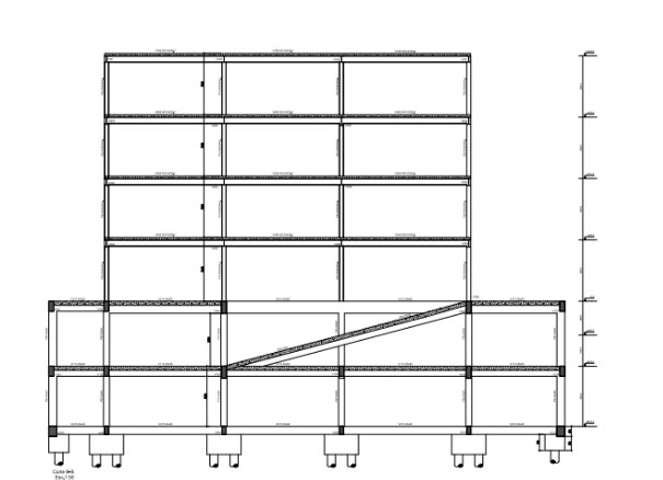 Edifício de 4 pavimentos e 2 subsolos